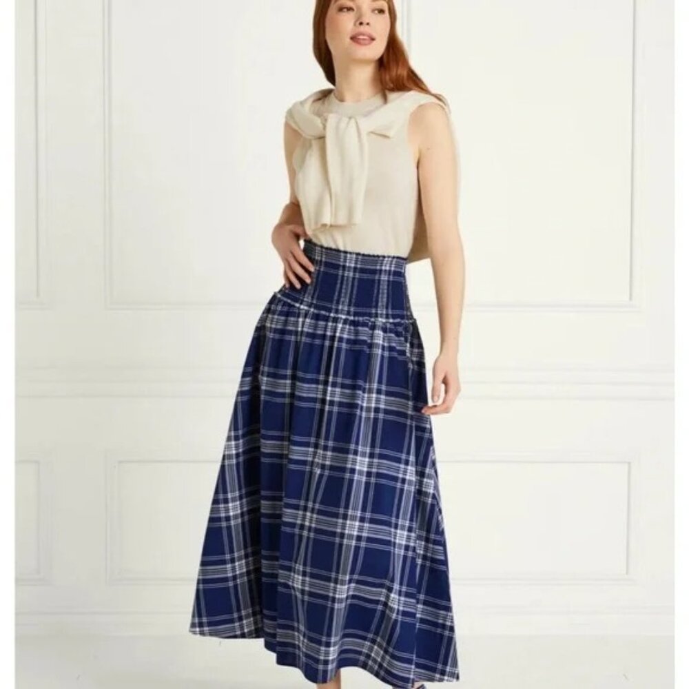 Hill House Blue and White Plaid Midi Skirt - Picture 1 of 8